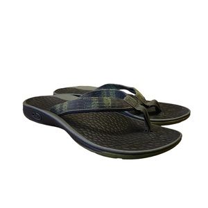 Chaco Ladies Womens Size 8 Black Green Flip Flop Thong Sandals Non Marking Vegan